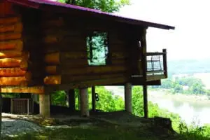 Side of Big Timber River Cabin overlooking the Ohio River