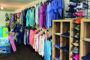 Hoosier Hills Marina shop filled with shirts, hats, and everything you need for a day of fun on a boat