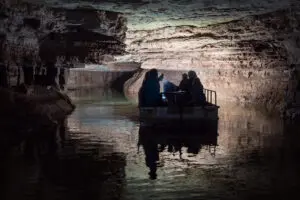 Indiana Cavern's underground boat trip.