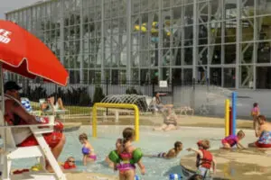 Outdoor play pool with younger children playing at Big Splash Adventure in French Lick, IN