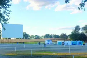 Empty drive-in movie theatre prior to opening its gates