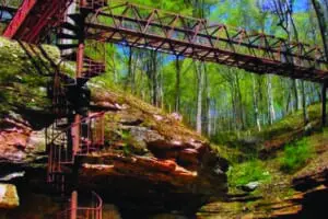 Sycamore Springs Park spiral staircase to overhead walkway