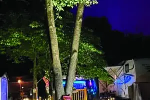 Campers at The Village at Patoka Lake at evening
