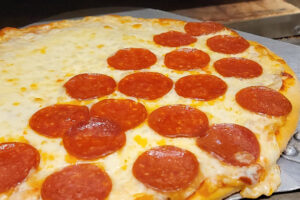 Springtown Pizza at Marengo Cave straight out of the pizza oven.