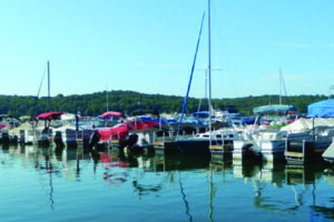 Slips with boats at Patoka Lake Marina