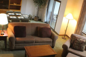 The Villas of French Lick Resort overhead view of living room.